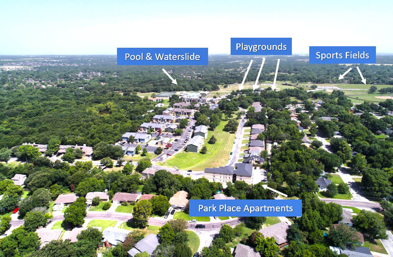 Aerial view of Fairview Park, Sherman TX